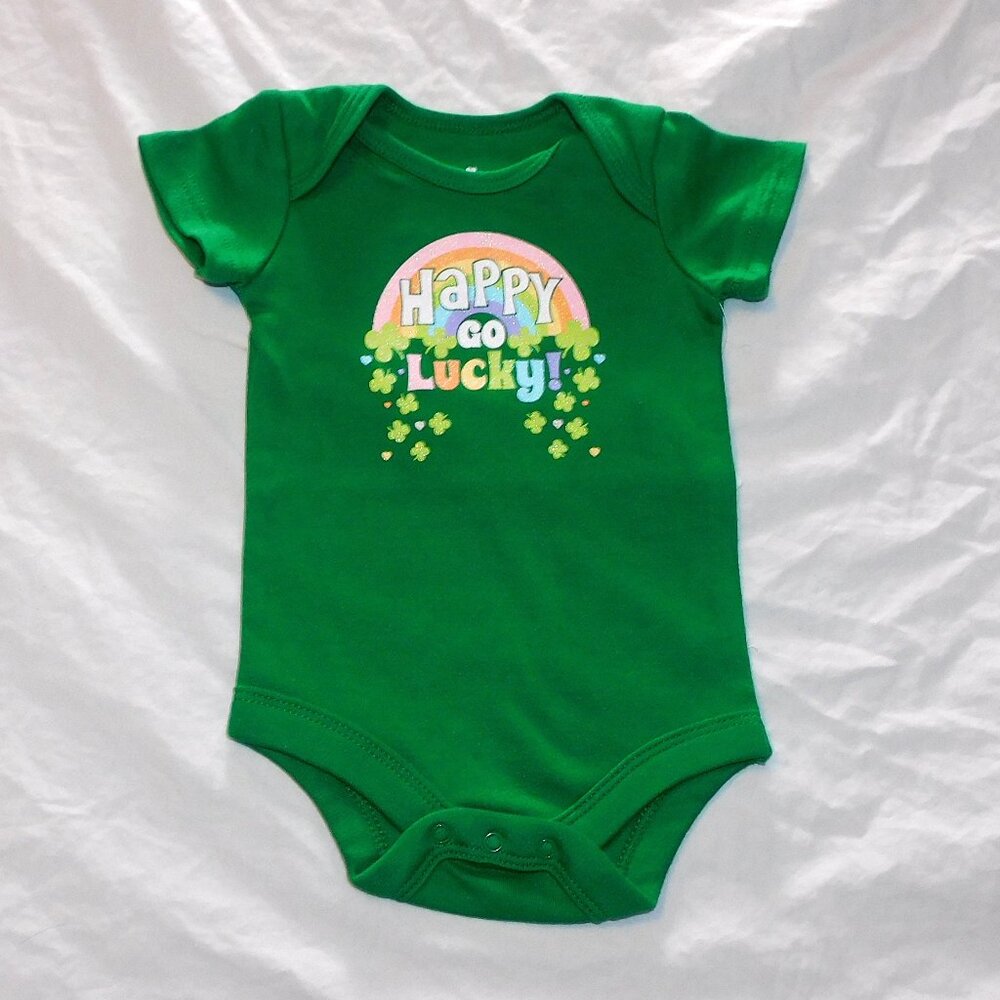 Baby One Piece Happy Go Lucky Charms 0-3 Months St Patricks Day Unisex NEW